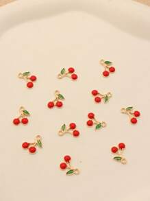 12pcs/Set Alloy DIY Cherry Fruit Pendant Charms - Red - View 4