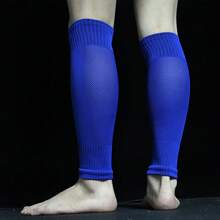 1 Coppia di protezioni per gambe da calcio professionali ad alta elasticità, design a singolo strato con tasche e fori di aerazione in rete traspirante
