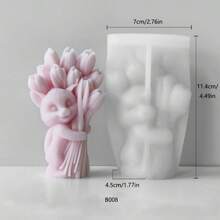 Animal Holding Tulip DIY Handmade Fragrance Plaster Multifunctional Silicone Mold - White - View 2