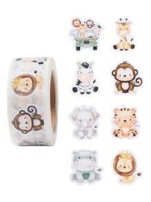 500pcs Jungle Animal Shaped Stickers, Jungle Animal Pattern Shape Stickers, Jungle Animal Theme Party Decoration Stickers, Birthday Holiday Party Gift Wrap Supplies, Gender Reveal Babe Shower Gift Bag Seal Stickers, DIY Craft Stickers, Decorative Wrap Stickers Labels, Envelope Greeting Cards Stickers, Party Decoration Stickers, Home Decor, Party Favors