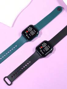 2pcs/1pc Kids Youth Student Love Design Casual TPU Material LED Digital Display Electronic Sports Watch For Daily Life Suitable For Couples Birthday Gifts Party Vacation Best Choice For Halloween, Christmas, Valentine's Day, Mother's Day, Holiday Gifts