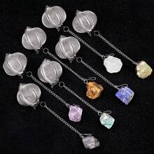 1/5 piezas Infusor de té de malla de acero inoxidable de 2 pulgadas (aproximadamente 5 cm) Colgante de piedra original Juego de té de cristal, taza, accesorios de cocina, infusor de té y taza de té, infusor de té con colgante de amatista, rosa, ojo de tigre y media luna, colador de té para té suelto