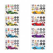 8/16pcs Race Car Puzzle Stickers, DIY Decal, Party Favor, Gift Wrap, Birthday Gift Sticker Book