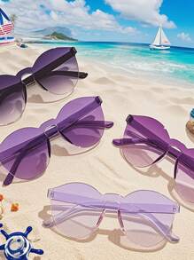 10pcs Assorted Candy Color Glasses Mixed With Round Metal Decor, Perfect For Summer Beach, Holiday Party And Outdoor Activities! - Multicolor - View 4