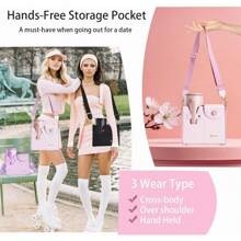 Water Bottle Carrier Bag, Tumbler Holder Purse, Outdoor Portable Crossbody Water Cup Storage Bag, Water Cup Holder Bag, - Pink - View 3
