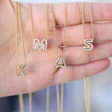 New Fashionable Multifunctional 26pcs English Letter Necklace, Women Copper Cubic Zirconia Letter Pendant