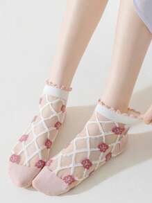 1/5/10 Pairs Fresh & Thin Berry Pink Series Cute Casual Women Short Socks, Versatile Summer Wear - Multicolor - View 5