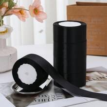 5 件 4 厘米宽丝带缎带蝴蝶结发饰，适用于 DIY 蛋糕烘焙、手工玫瑰花材料、生日派对、彩色丝带、婚礼装饰、礼品包装、婚礼派对、万圣节装饰、秋季装饰、橙色万圣节装饰、新年伴娘派对礼物 - 黑色 - 查看 2