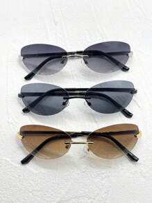 1pc Men's Frameless Futuristic Fashion Fashion Glasses, Y2K Style, Retro Vintage Metal Glasses Like Celebrity/Influencer Designs - Multicolor - View 9