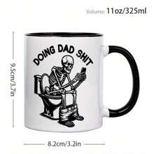 1 Piece Funny Skull 'Doing Dad Things' 11oz Ceramic Coffee Mug - Humorous Skeleton Design, Perfect Gift For Father's Day, Birthday, Christmas, Halloween, Thanksgiving, Etc - Black Handle Cup - View 9