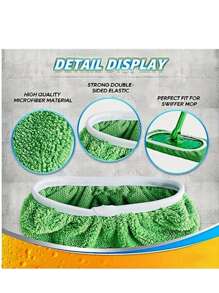 1/4 件，超细纤维清洁拖把替换垫，兼容扫地机，平板拖把布，可清洗且耐用的替换拖把布，干湿两用，易于清洁，清洁用品，返校用品 - 綠色 - 查看 2