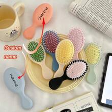 1PC Personalized Customized Cute Mini Exfoliating Brush, Nylon Mane, ABS Plastic Handle, Resin Grip, Anti-Static Massage Comb For Textured Hair, With Air Cushion, Suitable For Girl And Girls, Portable Comb For Daily Use Back To School