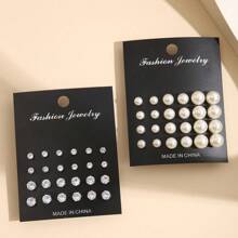 48 Stücke Zirkonia & Kunstperlen Ohrstecker Set, Urlaub, Party, Date, Tägliches Tragen Geschenk