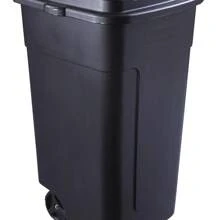 50 Gal Roughneck Wheeled Plastic Garage Trash Can, Black - Black - View 1