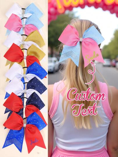 1 st. anpassade hårrosetter för flickor, hårband med personligt namn, hårband med paljett och glitter för flickor, flerfärgade hårresårer för barn, cheerleadingrosetter, utsökta anpassade cheerleadingrosetter, håraccessoarer för cheerleaders, scrunchie, cheerleadingrosetter, hårsnoddar, hårband, elastiska band, strassrosé, hårrep för flickor, håraccessoarer, bröllopshåraccessoarer