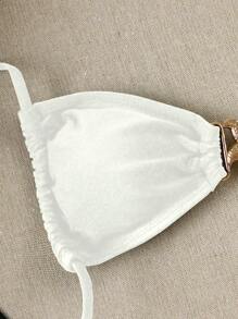 Top de bikini blanc unicolore d'été pour femmes avec attache au cou, Polovedo Official. Idéal pour les vacances, les fêtes et les sorties - Blanc - Voir 5