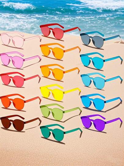 10pcs-Candy Coloured Heathered Glasses With Pentagram Sliced Metal Embellishments Are The Perfect Eyewear Choice For Summer Beach Days, Holiday Parties And Outdoor Activities!