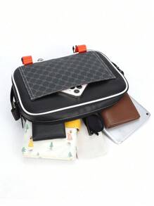 Bolso bandolera cuadrado con solapa y diseño geométrico de estilo para hombre, bolso cruzado clásico, bolso de hombro, bolso bandolera como regalo del Día del Padre