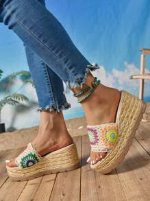 Sandales à plateforme de style bohème pour femmes, mules de plage . Convient pour le port quotidien, les fêtes, les mariages et divers festivals