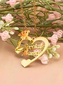 A Custom Matching Couple Name Necklace With Personalized Names, Designed As A Crown And Heart, Suitable For Weddings, Daily Wear And Mother's Day Gifts