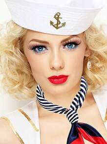2pcs Set Yacht Captain Hat, Sailor Hat, Scarf, Men & Women Sailor Costume Party Accessories (White, 2pcs)