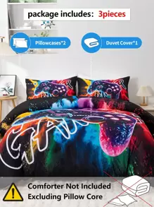 3pcs Set Stylish Video Game Controller Bedding Set, Comfortable Bedding, Includes 1pc Duvet Cover And 2pcs Pillow Shams, Made Of Skin-Friendly 100% Polyester, Suitable For Bedroom, Dorms And Traveling, For All Seasons