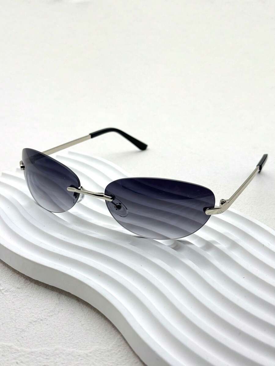 1pc Men's Frameless Futuristic Fashion Fashion Glasses, Y2K Style, Retro Vintage Metal Glasses Like Celebrity/Influencer Designs - Multicolor - View 1