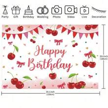 1 pieza Decoración de fondo para fiesta de cumpleaños, pancarta dulce con moño rojo de cereza. Adecuado para decoración de mesa de pastel, cabina fotográfica, fondo de fotografía. Múltiples tamaños, multiusos para hombres y mujeres. Tela de fondo para decoración de fiestas apta para todo el año, tanto en interiores como en exteriores, estudios de fotografía, decoración de jardín, decoración de fiestas y cabinas telefónicas. - Multicolor - Ver 5