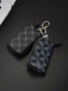Estuche para llaves de hombre de negocios, soporte compacto y de moda de PU con estampado floral para llavero, monedero, billetera mini para hombre