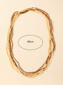 5pcs Set Elastic Rice Beaded Waist Chain, Bracelet, Body Chain, Red Color Bohemian Combination Fashionable For Women
