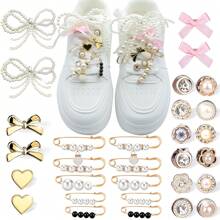 30 piezas de Charms para zapatos para zapatillas - Charms para cordones que contienen lazos/clips/alfileres, charms de decoración para zapatos y hebillas de joyería para zapatos, accesorios DIY para zapatillas - Multicolor - Ver 3