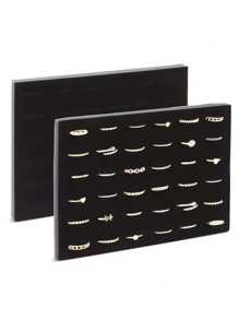 1/3 Pcs Black Velvet 36 Holes Ring Foam Stand, Jewelry Display Board, Earring Sponge Insert Pad, Desktop Jewelry Ring Storage Display Foam Back To School - Black 36 Holes - View 12