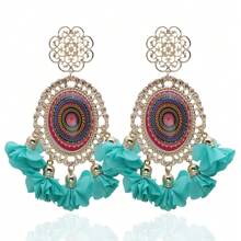 1 Pair Bohemian Romantic Floral Statement Earrings Women's Elegant Vintage Pattern Large Hoops For Holiday Fashion Jewelry