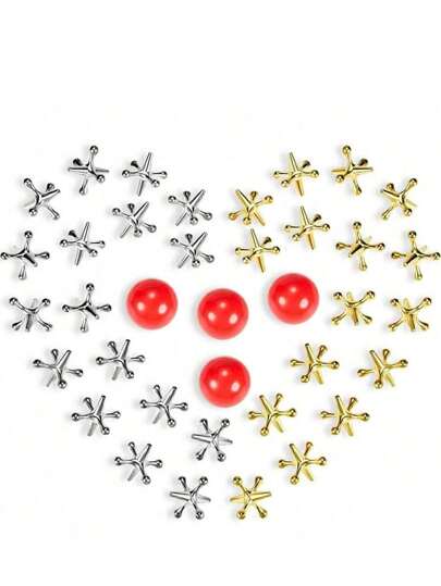 1 套杰克游戏圣诞玩具套装，包括金属杰克和红色橡胶球，带成人扭扭乐游戏包，成人游戏，圣诞游戏，成人游戏，棋盘游戏，圣诞游戏，游戏，成人圣诞游戏