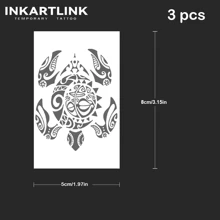 INKARTLINK INKARTLINK Technologie révolutionnaire Tatouage 3 pièces Tortue Botanique Tatouages temporaires, Tatouages magiques durant 15 jours, Tatouages semi-permanents, Faux tatouages réalistes, Durables 1-2 semaines