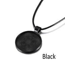 5 pièces/paquet Cadre de pendentif de 25 mm avec cordon de cire, base de cabochon rond vide pour DIY, accessoires de bijoux de collier
