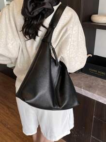 Dedoo 1件纯色新款PU个性化日常通勤手提包，简约托特包，单肩包，腋下包，带模块化信封袋和零钱包