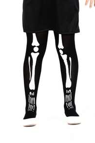 Ciao Skeleton Girl Costume Disguise Fancy Dress Dress (Size 7-9 Years) With Printed Pantyhose
