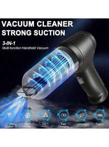 Handheld Vacuum Cleaner, Vacuum Cleaner And Air Duster, Powerful Wet And Dry Handheld Car Vacuum Cleaner With Multi-Nozzle/Small Floor Mop For Car, Home, Office And Pets.