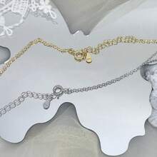 1pc Classic & Fashionable Clavicle Necklace - 925 Sterling Silver Material, Elegant & Minimalist Style, O-Shape Extended Chain, Suitable For Most, No Seasonal Restriction, Suitable Mother's Day Gift - Rose Gold - View 7