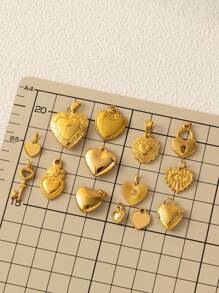 1Pc 18K Gold Vintage Heart Locket Charms, Baroque & Gothic Engraved Pendants, Romantic Key & Heart Lock Pendant, DIY Jewelry Making