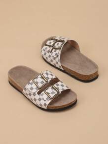 Kids' Summer Fashion Printed Strap Slides Beach Sandals - White - View 6