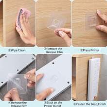 100 Pares de Fasteners de Gancho e Passa Transparentes para Organização Montada na Parede na Cozinha, Gancho de Parede Transparente, Usando Adesivo Forte Sem Perfuração
