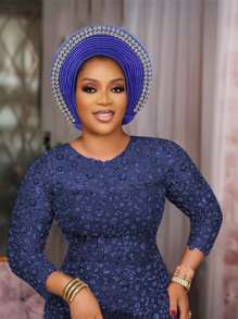 1pc Women's Traditional Multi-Layer Rhinestone Embellished Solid Color Head Wrap, Suitable For Weddings And Holiday Gifts, Abaya Hijab - Multicolor - View 13