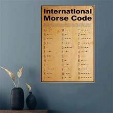 1pc International Morse Code Education Learning Print Canvas Wall Art Decor Poster, Home Office Farmhouse School Classroom Kitchen Living Room Bedroom Wall Decor, No Frame