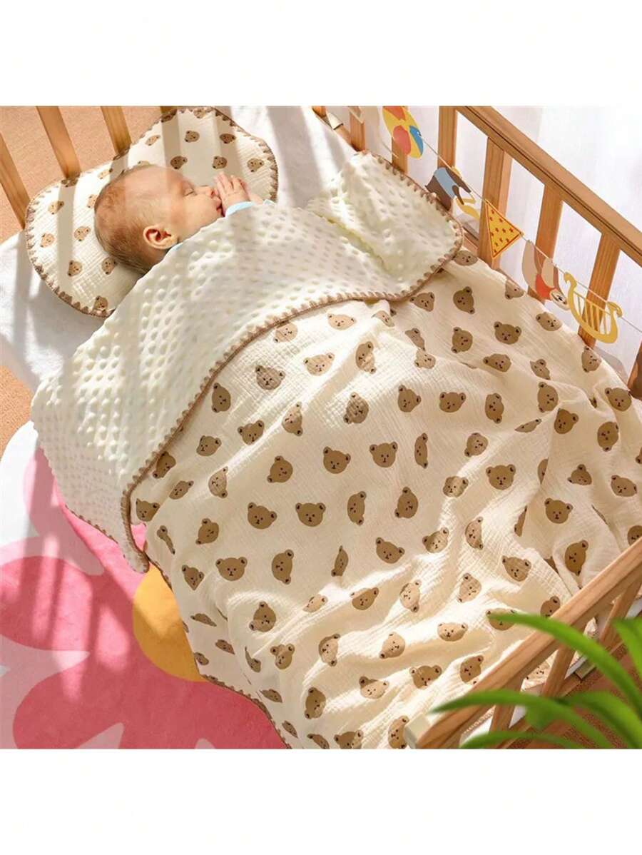 1 pièce Couverture à capuche en forme d'ours, couverture de mousseline douce pour nourrissons, nouveau-nés et enfants