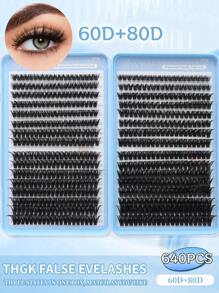 640pcs Eyelash Cluster, D Curl Degree, 640PCS Individual Eyelash Bundles 60D+80D Curling, 8-16mm Length, DIY Eyelash Extensions Natural Look & Super Thick & Smart & Super Soft & Ultra-Light Reusable Single Segment Fake Eyelashes Extension Kit, Suitable For Beginners Daily Life & Wedding & Date & Party & Music Festival & Halloween Use Lash Clusters, Eyelash Clusters, Individual Eyelashes, Lashes, Fake Lashes