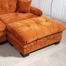 Luxury L-Shaped Modular Sectional Sofa: Deep Seating Reversible 3-Seat Sleeper Couch With Memory Foam And Pocket Springs, Comfortable Upholstered Furniture For Living Rooms, Apartments, Studios & Offices - 橘色 - 查看 11