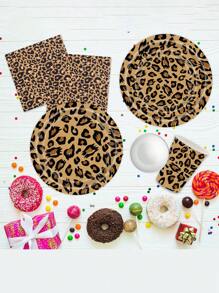 Decorazioni da tavola a tema leopardo per feste, piatti con stampa leopardata, set per 8 persone, decorazioni per feste di compleanno a tema animali selvatici leopardo, adatto per feste, temi, vacanze, picnic in famiglia, celebrazioni, regali per la festa della mamma, laurea