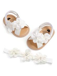 Sandalias para exteriores para niñas pequeñas, zapatos de verano elegantes blancos para bebés - transparente - Ver 11